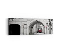 Impression sur Toile 90x30cm Tableaux Image Photo Tchèque Tramway Prague