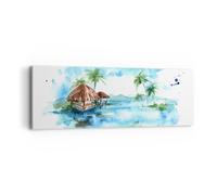 Impression sur Toile 90x30cm Tableaux Image Photo Tropiques eau bungalow rivage
