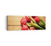 Impression sur Toile 90x30cm Tableaux Image Photo Tulipes Bouquet été jardin