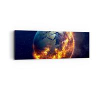 Impression sur Toile 90x30cm Tableaux Image Photo Univers Terre Feu globe