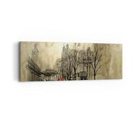 Impression sur Toile 90x30cm Tableaux Image Photo ville femme amant Decoration