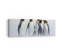 Impression sur Toile 90x30cm Tableaux Image Pingouins Hiver Neige Promenade