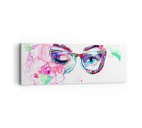 Impression sur Toile 90x30cm Tableaux Lunettes de vue globe oculaire femelle