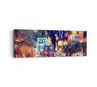 Impression sur Toile 90x30cm Tableaux Voiture personnes restaurant vie nocturne