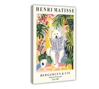 Impression sur toile « A Samoyed Reading The Newspaper on the Toilet » - Décoration murale pour salon, chambre à coucher - 40 x 60 cm