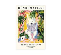 Impression sur toile « A Samoyed Reading The Newspaper on the Toilet » - Décoration murale pour salon, chambre à coucher - 40 x 60 cm