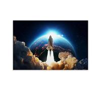 Impression sur toile à suspendre Motif vaisseau spatial s'envolant vers Mars 30 x 45 cm
