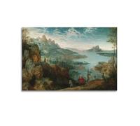 Impression sur toile à suspendre pour chambre à coucher et chambre à coucher Motif personnages célèbres de Peter Bruegel The Elder (paysage et vols vers l'Égypte) 40 x 60 cm