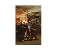 Impression sur toile à suspendre représentant le peintre de Raphaël, Saint Michael Vanquishing, décoration d'intérieur, 20 x 30 cm