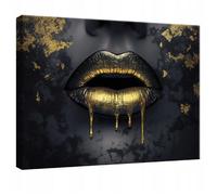 Impression sur Toile Abstrait Femme Noir Or Moderne 120x80 cm XXL Tableau Décoration Deco Murale Intissée pour Salon Chambre