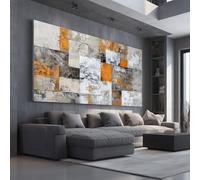 Impression sur Toile Abstrait Rectangle Cadre Decoration Murale pour Salon Moderne et Chambre Géométrique Carré Grand Tableau Mural Moderne Texture Peintures pour Bureau Maison Décorations 70x140 cm