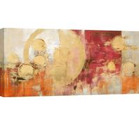 Impression sur toile, abstraite rouge et or - Jim Stone, Glittering Planets - 140x70 cm