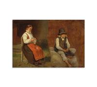 Impression sur toile Adolph Tidemand Études de figurines de Mora en Suède (1852) Œuvres d'art pour décoration d'intérieur, cadeau 30 x 45 cm