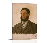 Impression sur toile Adolph Tidemand Portrait du prisonnier Carl Gustav Svendsen (1857) - Décoration murale avec cadre - 50 x 75 cm