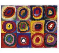 'Impression sur toile, affiche "Étude carrés de Wassily Kandinsky couleur, 120 x 90 cm, Art, artiste, image, Poster, classique Peinture abstraite, classique, Abstrait, grande qualité - Art Galerie Shop