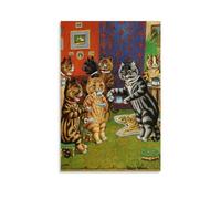 Impression sur toile « Afternoon Tea at Home » de Louis Wain - Décoration murale pour salon, chambre à coucher - 30 x 45 cm