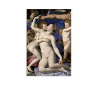 Impression sur toile Agnolo Bronzino de Vénus, Cupidon, Folie et Temps (1540-1545) - Décoration murale - Idée cadeau - Sans cadre - 20 x 30 cm