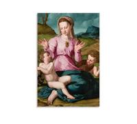 Impression sur toile Agnolo Bronzino Madonna et enfant avec Saint Jean-Baptiste (environ 1540) - Décoration murale d'intérieur moderne sans cadre - 50 x 75 cm