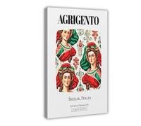 Impression sur toile Agrigente de la Sicile pour décoration de chambre à coucher, bureau, chambre, cadeau 30 x 45 cm