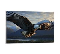 Impression sur toile Aigle volant - Lumière du matin - Style moderne - Oiseau cool - Décoration murale pour la maison
