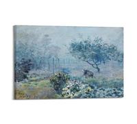 Impression sur toile Alfred Sisley-Fog, Voisins - Décoration murale pour salon - 40 x 60 cm