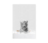 Impression sur toile amusante avec un petit tigre dans une baignoire - Décoration murale pour salon, chambre à coucher - 20 x 30 cm