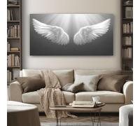 Impression sur Toile Ange Ailes 60x120 cm Sans Cadre Decoration Murale Spirituel Plume Peinture Moderne pour Decoration Salon Chambre Cuisine Poster Mural