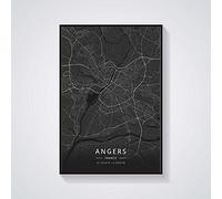 Impression Sur Toile,Angers France Carte De La Ville Imprime Affiches Peinture Murale Peinture D’Art Rectangle Images Pop Artwork Pour Salon Chambre Décoration De La Maison, 50X70Cm / 19.68X27.55 I