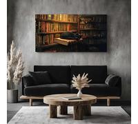 Impression sur Toile Animal Chat Cadre Decoration Murale pour Salon Moderne et Chambre Vintage Livre Grand Tableau Mural Classique Bibliothèque Peintures pour Bureau Maison Décorations 70x140cm