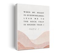 Impression sur toile aquarelle avec verset de la Bible « When My Heart is Overwhelmed Psaum 61 : 2 » x 38,1 cm (encadré)