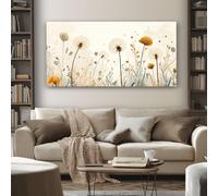 Impression sur Toile Aquarelle Pissenlit Tableau Decoration Murale Floral Fleur des Champs sur Châssis en Bois Peinture Contemporaine pour Decoration de Maison Bureau, Idée Cadeau Élégante 60x120 cm