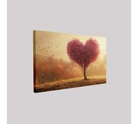 Impression sur toile Arbre d'amour et herbe 50 x 40 cm Tableau mural Or moderne prêt à accrocher pour salon chambre maison bureau