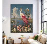 Impression Sur Toile Art Mural Rose Spatule Blanche Dans Le Bouquet Fleurs Peinture Tableau Artwork Illustration Réaliste Décoration D'Intérieur Bar Salle Bain Toilette Décoration,Sans Cadre 80X120Cm