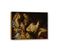 Impression sur Toile Artemisia Gentileschi Saint-Sébastian entretenu par Saint Irene affiche portrait reproductions de tableaux sur toile pour la décoration de la maison50x40cm(20x16in)Cadre en teck