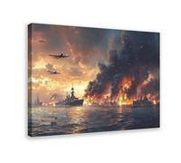 Impression sur toile Attaque Aérienne de Pearl Harbor - Décoration murale pour salon, chambre à coucher - 20 x 30 cm