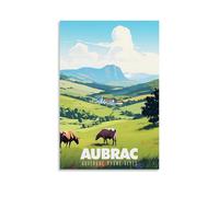 Impression sur toile Aubrac Auvergne Rhône Alpes - Décoration murale moderne pour chambre à coucher - 30 x 45 cm