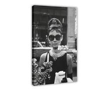 Impression sur toile Audrey Hepburn, Breakfast at Tiffany - Décoration pour chambre à coucher, bureau, chambre, cadeau - 40 x 60 cm