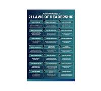 Impression sur toile avec 21 lois du leadership - Décoration murale esthétique pour chambre à coucher, bureau - 30 x 45 cm