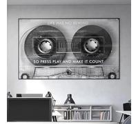 Impression sur toile avec cassette de motivation, citation « La vie n'a pas de retour en arrière », art mural en noir et blanc, décoration de chambre d'adolescent, affiche 80 x 120 cm, sans cadre