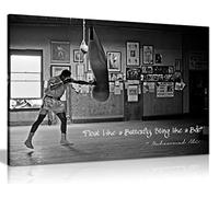 Impression sur toile avec citation de champion de Muhammad Ali et inscription « Like a Butterfly » (12x8)