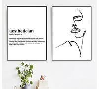 Impression sur toile avec citation de l'esthéticienne sur les soins de la peau - Impression sur toile avec citations esthéticiennes - Impression sur toile noire et blanche - Art minimaliste - 40,6 x
