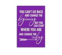 Impression sur toile avec citation de motivation You Can'T Go Back And Change The Beginning 40 x 60 cm