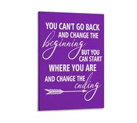 Impression sur toile avec citation de motivation You Can'T Go Back And Change The Beginning 40 x 60 cm