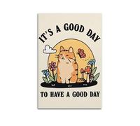 Impression sur toile avec citation « Good Day » - Décoration de chambre à coucher, salon - Sans cadre - 50 x 75 cm