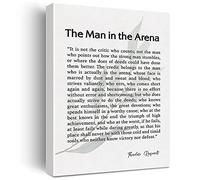 Impression sur toile avec citation The Man In The Arena - Citations de motivation Theodore Roosevelt - 30,5 x 38,1 cm