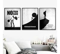 Impression sur toile avec citations de motivation sportives en noir et blanc, décoration de salon, salle de sport, affiches, peinture, escalade, course à pied, 40 x 60 cm, 3 pièces, sans cadre