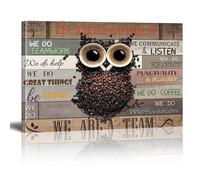 Impression sur toile avec citations motivantes sur les grains de café et les hibou, « Nous faisons de grandes choses », décoration murale inspirante, peinture sur animaux, 21 x 30 cm, sans cadre