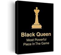 Impression sur toile avec citations positives et magiques, motif femme noire et fille noire avec feuille d'or