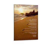 Impression sur toile avec empreintes de pieds de plage dans le sable - Décoration murale moderne pour chambre à coucher - 30 x 45 cm