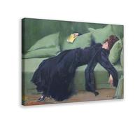 Impression sur toile avec inscription « A Decadent Girl » - After The Ball - Ramon Casas - 40 x 60 cm